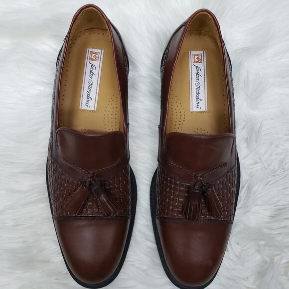 NEW SANDRO MOSCOLONI Seneca Woven Tassel Bologna Loafer 8.5 M Brown leather
